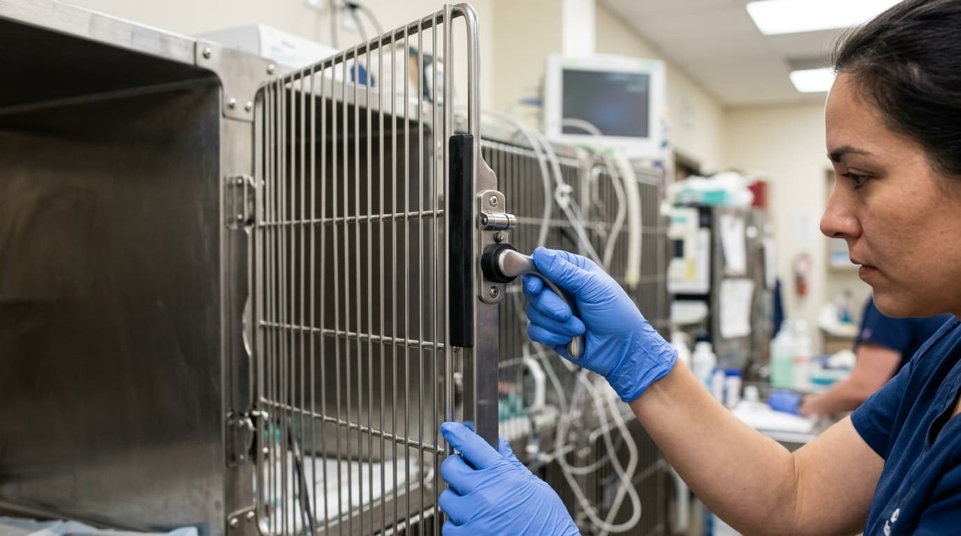 تخميد الضجيج في أقفال أقفاص القطط للحد من التوتر - HQS Medical