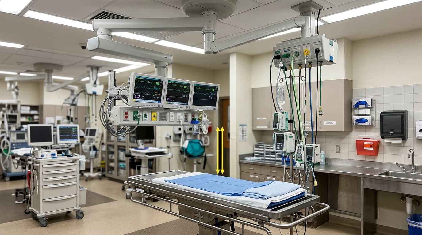 ICU 吊塔天花板安装:所需净空与高度 - HQS Medical