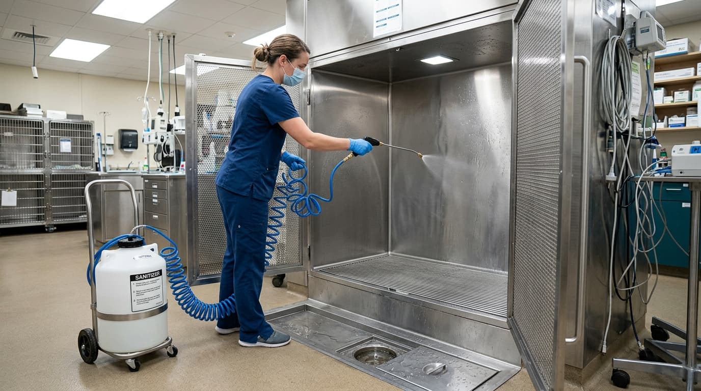 Nettoyage des cages pour animaux avec système d'évacuation : impact sur le flux de travail quotidien - HQS Medical
