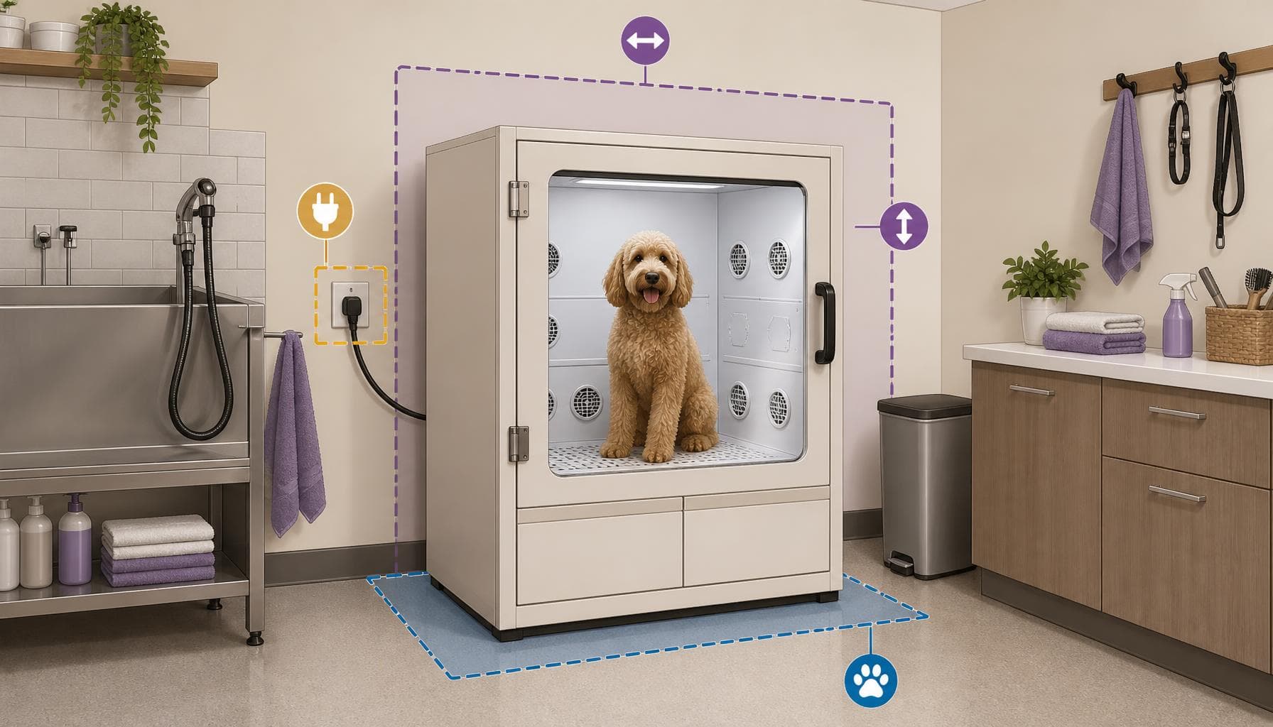 Installation du séchoir pour animaux : ventilation, évacuation et espace au sol - HQS Medical