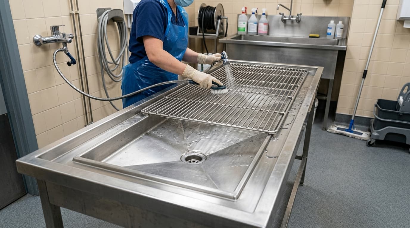 Hygiene von Veterinär-Entsorgungstischen: Vermeidung von Biofilmbildung